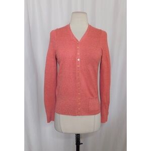 Anthropologie HWR Pink Red Heathered Cardigan Sweater Buttons Pocket Medium